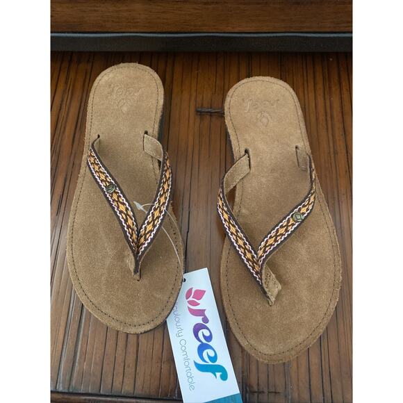 Reef Womens Gypsy Free Open Toe Slip On Flip Flop Sandal Sz 6 Orange Weave 1443 - Picture 2 of 5
